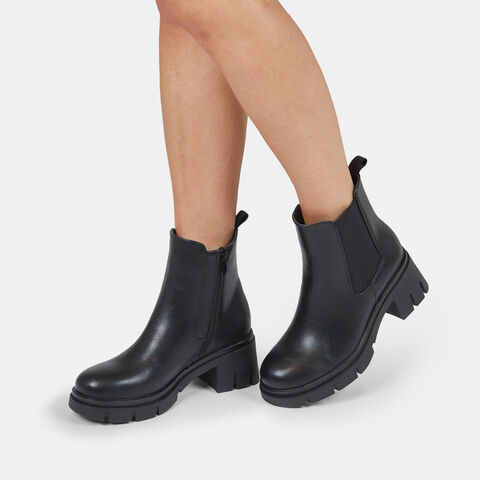 Botines Chelsea para mujer con tacón midi, Negro Botines Chelsea para mujer con tacón midi, Negro